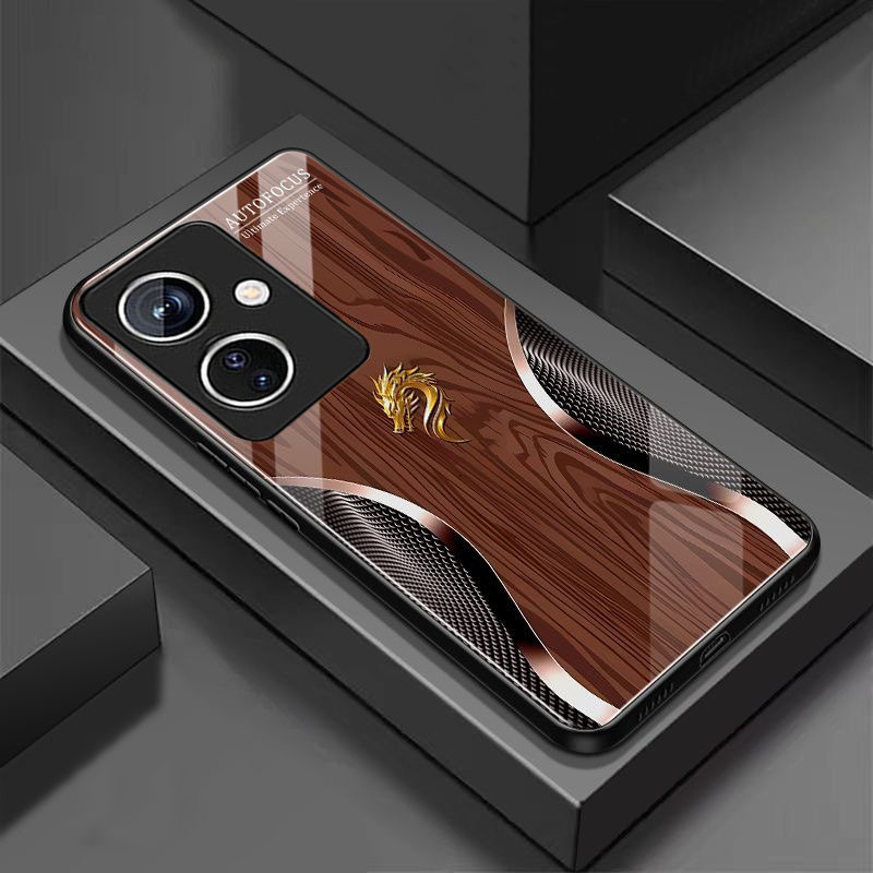 เคส OPPO Reno11F Reno11 5G เคส กรณีกันกระแทกลายไม้มังกรแก้วฝาครอบโทรศัพท์พร้อมกล้องป้องกันเคสโทรศัพท์สไตล์ธุรกิจของผู้ชาย Anti Fall เคสโทรศัพท์