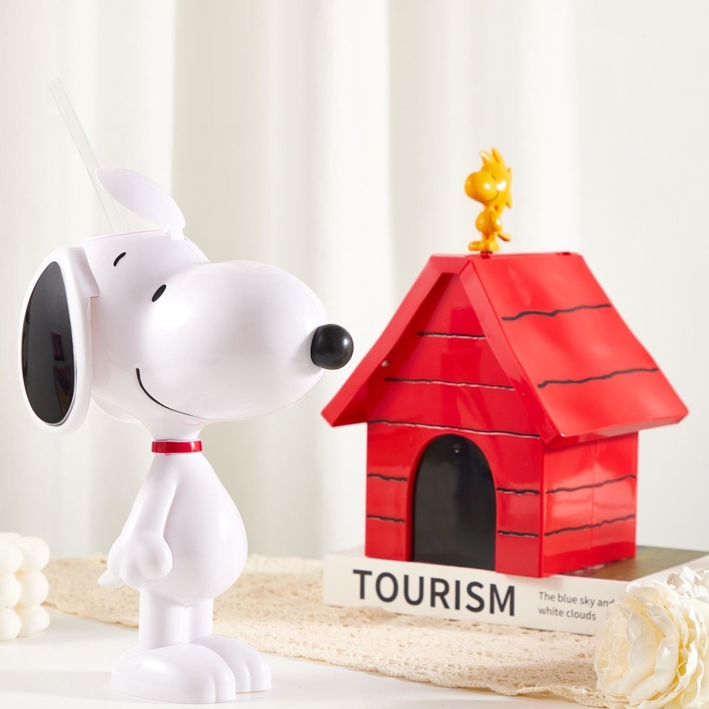 Snoopy Limited Edition Snoopy รูปทรง 3D เครื่องดื่มเย็นเครื่องดื่มร้อนถ้วยฟางและ Piggy Bank D1 Candy กล่องการ์ตูนน่ารักเครื่องประดับของเล่นการ์ตูนอะนิเมะสินค้า