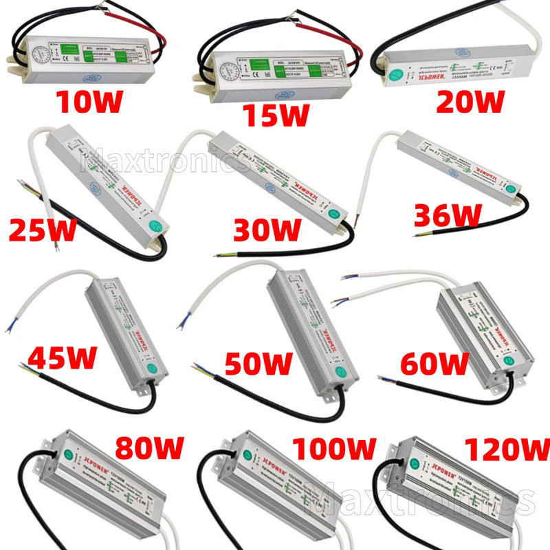 Ac110v 220V ถึง DC12V/24V กันน้ํา LED Driver IP67 10W 20W 30W 50W 60W สําหรับกลางแจ้งใช้ LED Power Adapter Supply