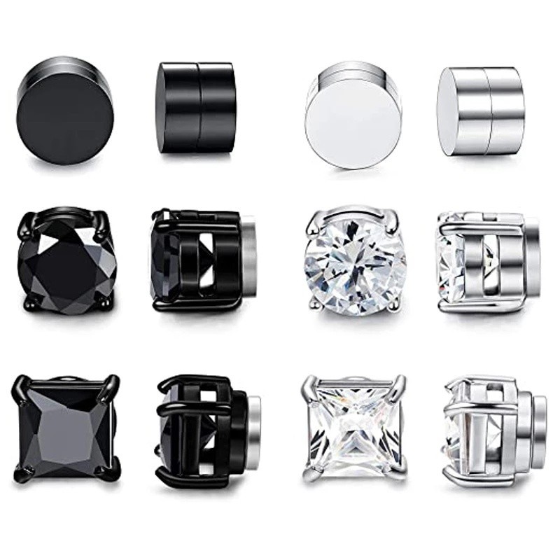 1 PCS Punk Gothic สแตนเลสคลิปแม่เหล็กต่างหู Studs สําหรับผู้หญิงผู้ชาย Gothic Street Pop Hip Hop Rock หูเครื่องประดับของขวัญ