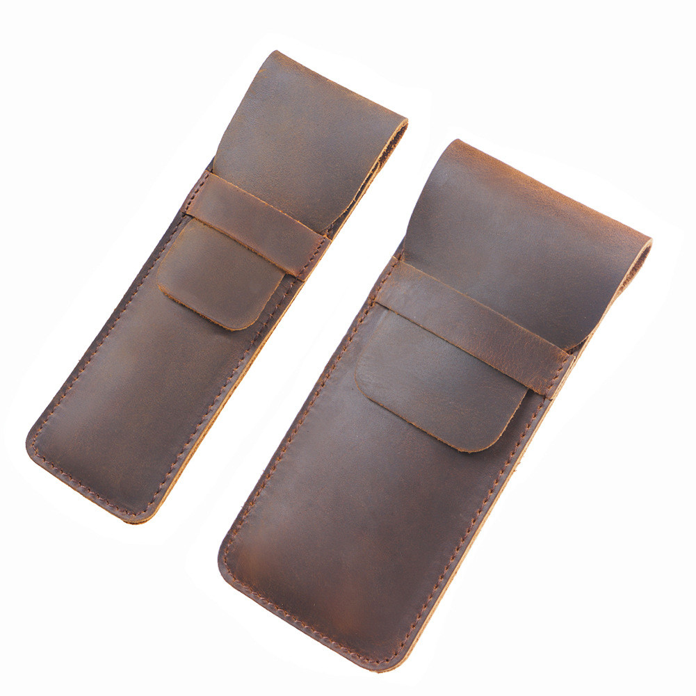 ของแท้หนังปากกากรณี Crazy Horse หนังดินสอ Retro Unisex Unisex - รูปที่ 3