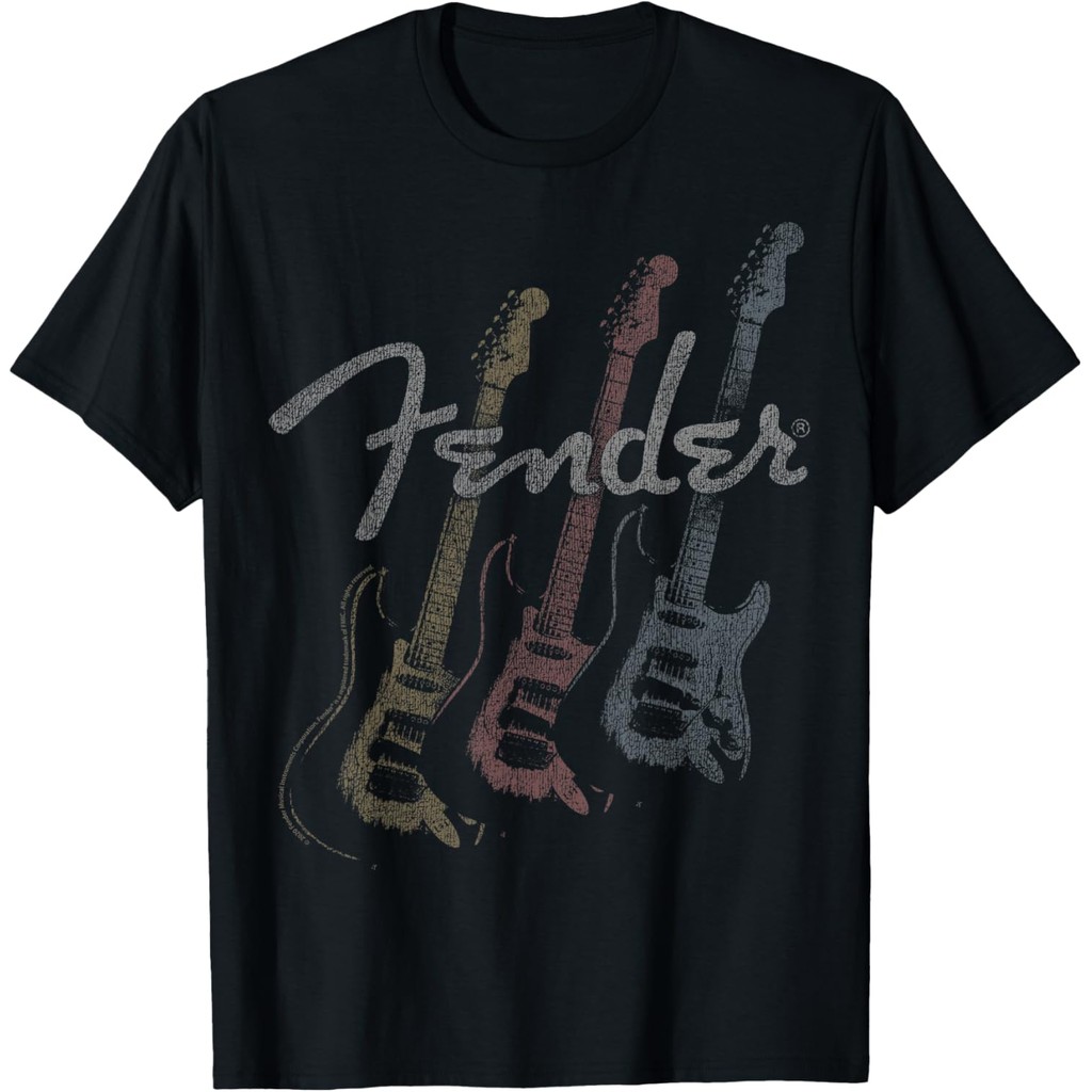 Fender Stacked Guitar Faded Logo Adult T-Shirt