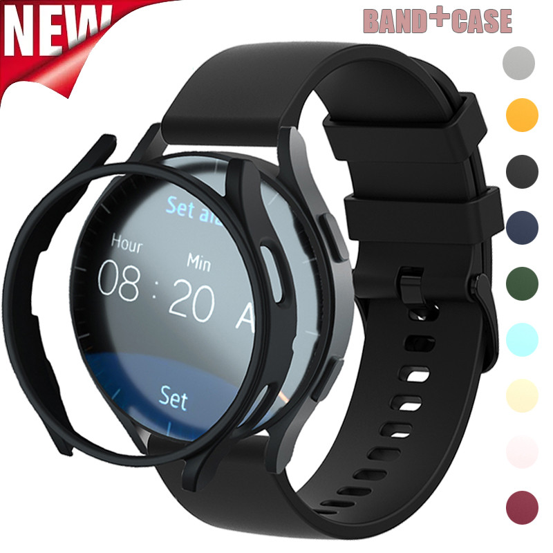 SAMSUNG เคส พีซี + สายซิลิโคน เข้ากันได้สําหรับ ซัมซุง กาแลคซี ดู 7 6 5 4 40 มม. 44 มม.ฟิล์มหน้าจอ พีซี ฝาครอบป้องกันกันชน