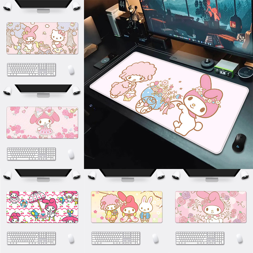 การ์ตูนน่ารัก My Melody Mousepad HD พิมพ์คอมพิวเตอร์ Gamers ล็อคขอบแผ่นรองเมาส์กันลื่น XXL90x40 ซม.แป้นพิมพ์ PC โต๊ะ Pad