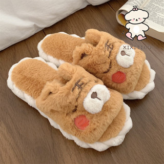 Xitiao สาวหัวใจน่ารักเสือน้อยตุ๊กตารองเท้าแตะผ้าฝ้ายฤดูใบไม้…