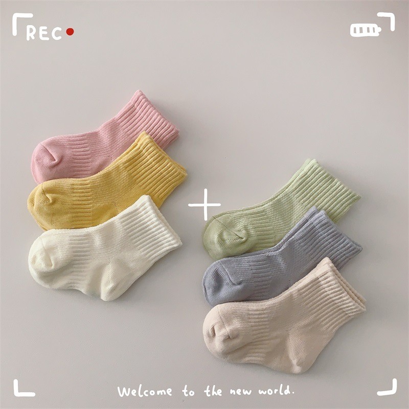 ลูกอม สีแฟชั่นถุงเท้าเด็กฤดูร้อนผ้าฝ้ายนุ่มถุงเท้าบางเด็กถุงเท้ากลางหลอด