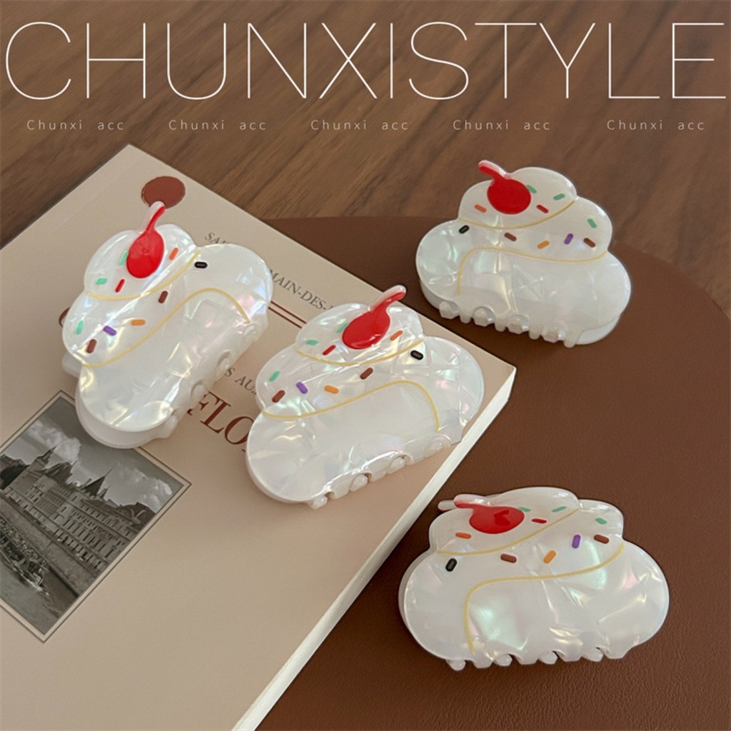 ✨✨✨ส่งฟรี ✨✨✨Ins สาวเกาหลีครีมเค้กคลิปฉลามอารมณ์หวานกิ๊บเรียบง่าย Barrette ผู้หญิงแฟชั่น Retro Accessiies - รูปที่ 5