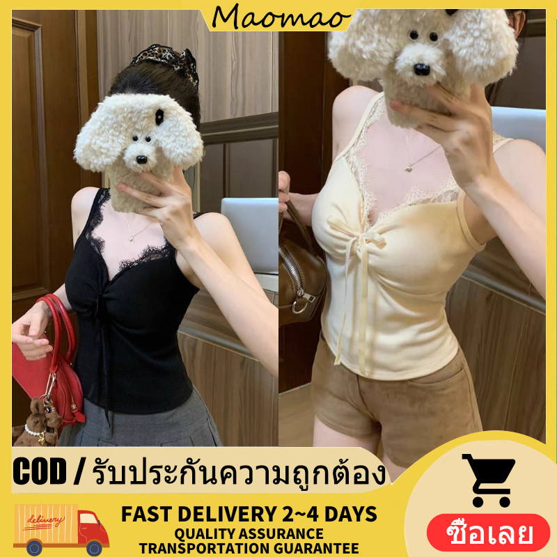 💜Maomao💜​พร้อมส่ง เสื้อสายเดี่ยว เสื้อสายเดี่ยว มีฟองน้ำ ยืดกำลังดี แต่งสายเพิ่มสีพาสเทล 