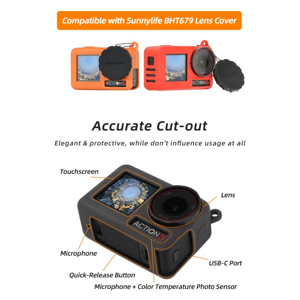 กล้องกีฬาซิลิโคนสําหรับ DJI OSMO ACTION 5 Pro เคสป้องกัน ACTION 5 Pro ฝาครอบเลนส์กล้อง Lanyard ACTION 5 Pro อุปกรณ์เสริมสําหรับกล้อง