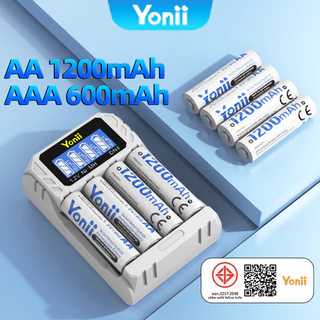 Yonii ถ่านชาร์จ AA AAA เครื่องชาร์จถ่าน 4 ช่อง พร้อมจอ LCD ชาร์จ Type-C รองรับ Ni-MH/Ni-Cd 1 บาท