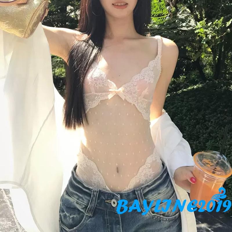Bay-ผู้หญิงฤดูร้อนชุดบอดี้สูท Casual Sheer ตาข่ายลูกไม้ Patchwork แขนกุด Jumpsuits สําหรับ Club Streetwear Grunge เสื้อผ้า