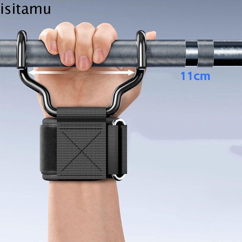 Isitaft 1 PC/คู่เสริม Power Wrist Guard, ปรับ Pull-up Weight Lifting Grip Hook, สายรัดข้อมือ 1 คู่พร้อมตะขอเหล็กสีดํา Grips Strap Gym