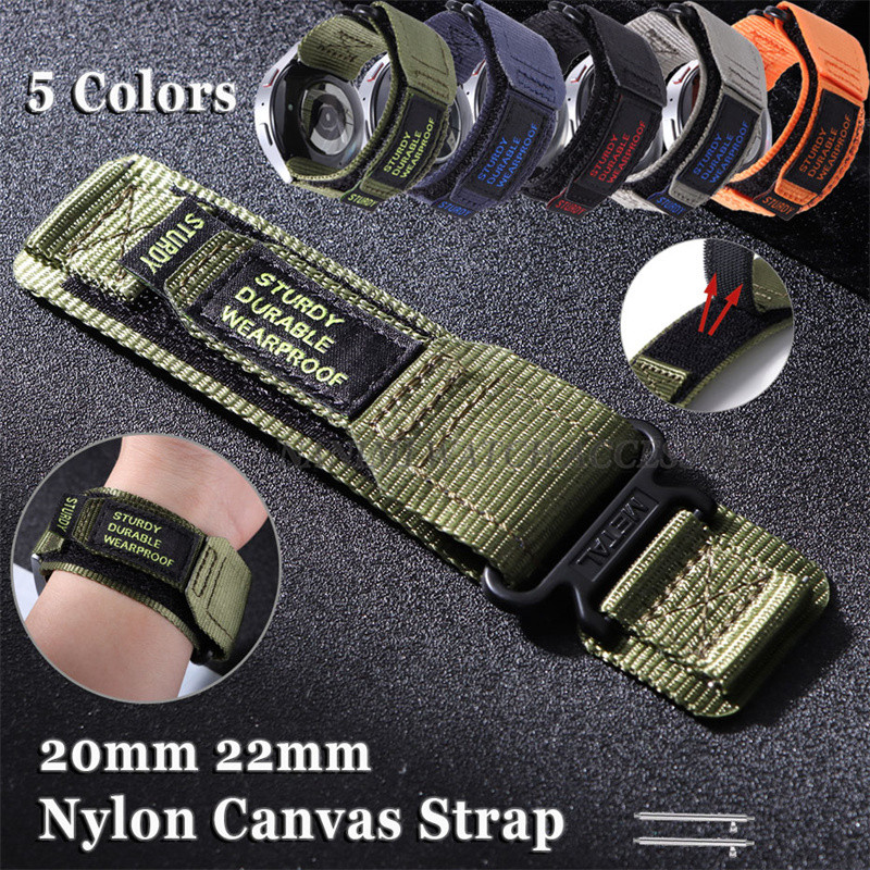 20มิลลิเมตร22มิลลิเมตรใหม่ไนล่อนด่วนพอดีสายนาฬิกานุ่มสบายผ้าใบกลางแจ้งกีฬาสร้อยข้อมือตะขอห่วงสายนาฬิกาข้อมือสําหรับนาฬิกาสมาร์ทผู้ชายผู้หญิงเข็มขัดข้อ