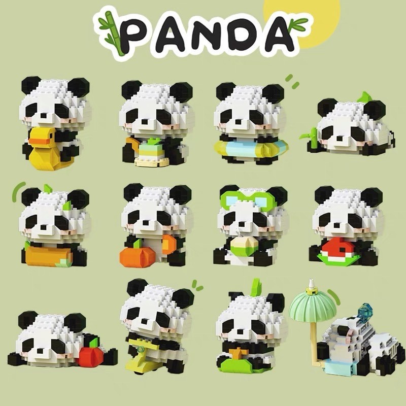 熊猫系列积木⭐Little Panda Series Building Block Doll ตุ๊กตาการ์ตูนประกอบอาคารบล็อกของเล่นเด็กปีงู Mascot ของขวัญปีใหม่