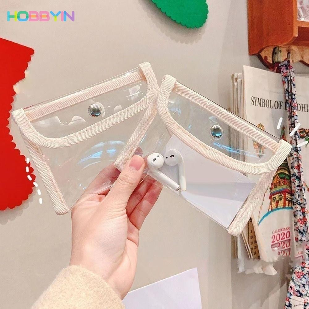 HOBBYIN กระเป๋าใส่เหรียญ ร่าเริง,กระเป๋าใส่บัตรเครดิตใสแฟชั่น,บัตรประจําตัวประชาชนกันน้ําพีวีซีกระเป๋าเครื่องสําอางใสผู้หญิง