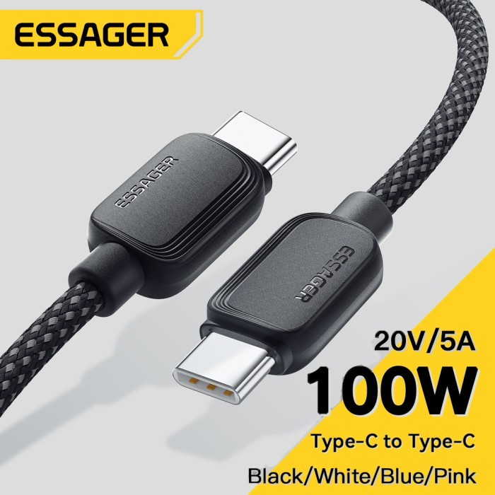 Essager USB Type C to Type C Fast Charging Data Cable 5A 100W 2M - ES-X46 - สีดํา