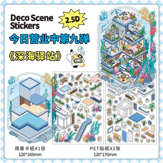 Idako [ชุดเปิดวันนี้] Vol.09 สติกเกอร์ภูมิทัศน์ 3D สามมิติทําด้วยมือฉากขนาดเล็กวัสดุสติกเกอร์ SS304