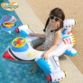 Aoduoyaya ห่วงยางเด็ก รูปร่างเครื่องบิน ด้วยพวงมาลัย ห่วงยางสวมขาเด็ก Baby Swimming Seat