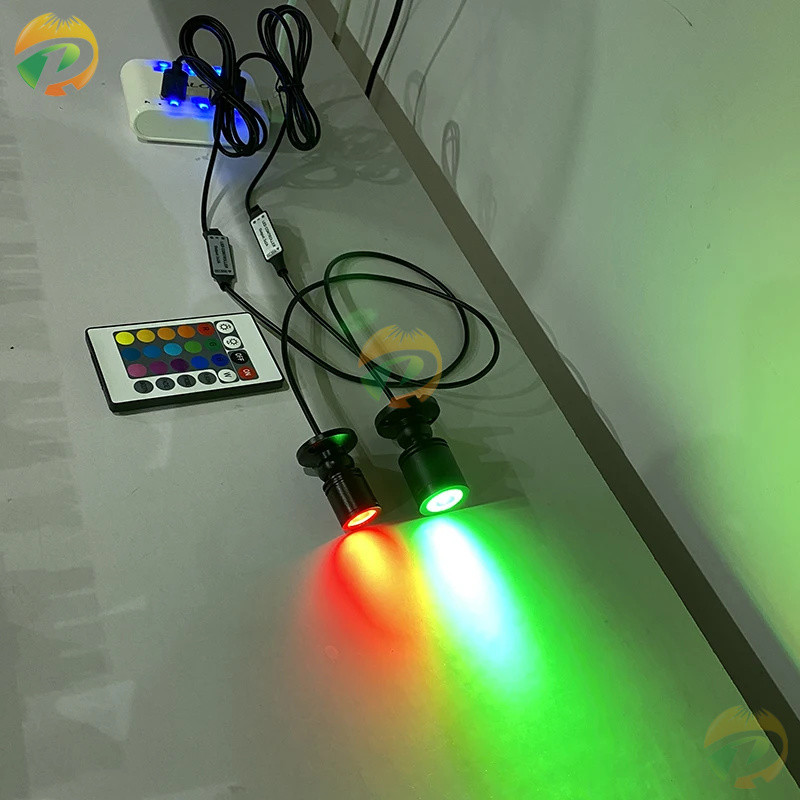 ไฟสปอตไลท์ LED RGB USB 5V รีโมทหรี่แสงได้ หลอดไฟขนาดเล็ก 1W 3W สำหรับตู้โชว์ ตู้โชว์ บ้านตุ๊กตา เครื่องประดับ ไฟเวที KTV บาร์