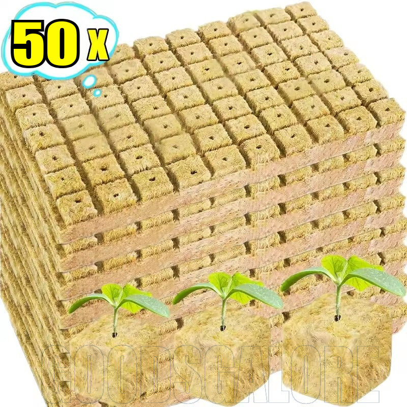 50 ชิ้น Rockwool ก้อน - สําหรับ Seed Starter - บล็อกปลูกต้นกล้า - Rockwool Grow ก้อนปลั๊กเริ่มต้น - 