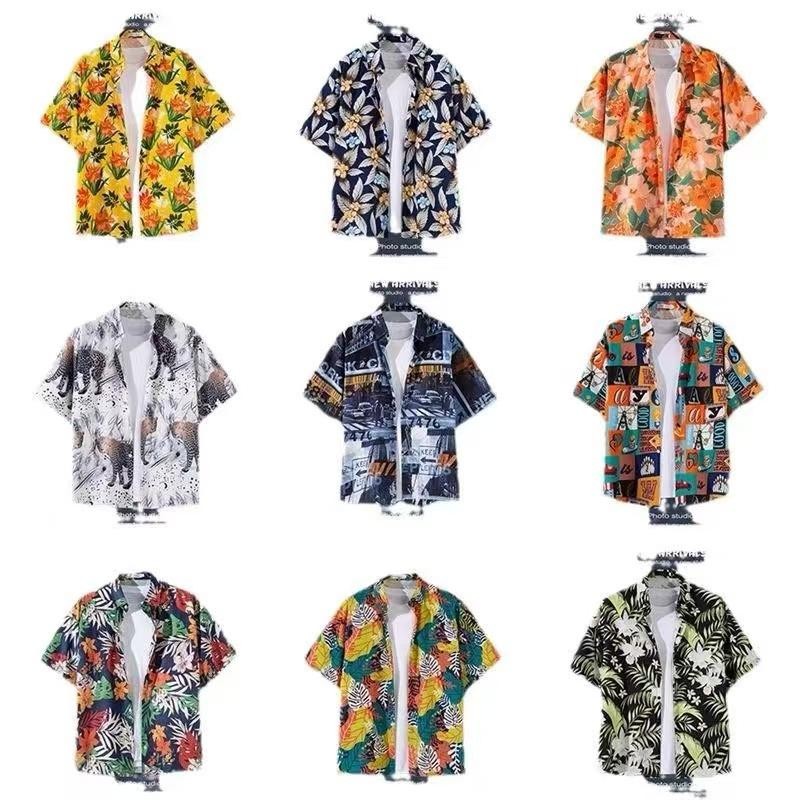 เสื้อเชิ้ตแขนสั้น ทรงหลวม ลายดอกไม้ สไตล์เกาหลี thumbnail 7