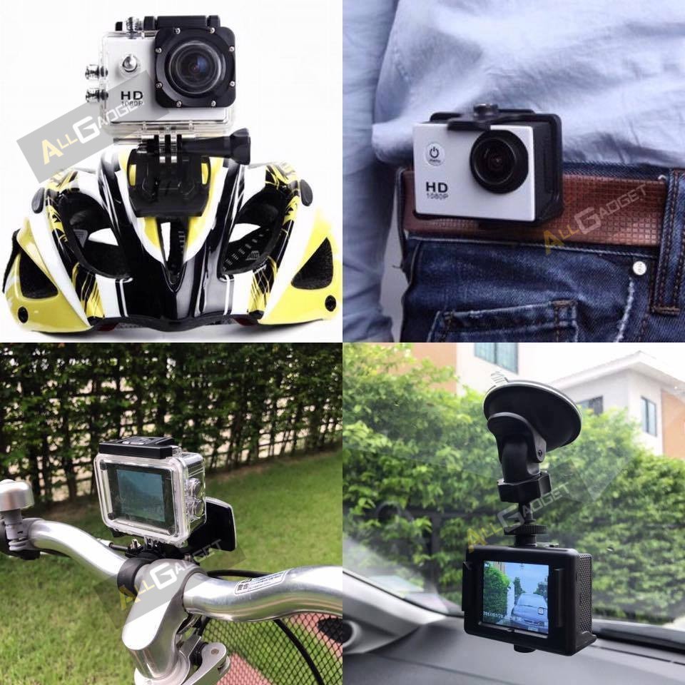 ชัดแจ๋ว  กล้องกันน้ำ Gopro Action Camera จอ2.0นิ้ว  Full HD 1080p กล้องติดหมวกกันน็อค กล้องติดหมวก  W7 No Wifi