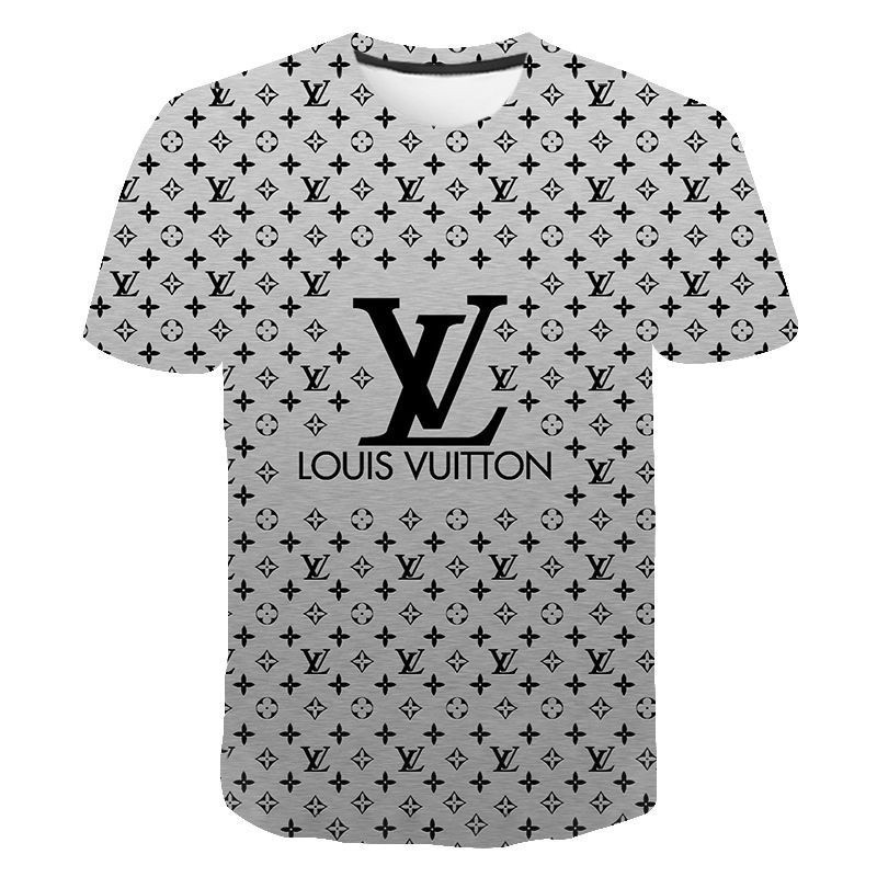 ใหม่ เสื้อยืดแขนสั้น Louis Vuitton 3D แฟชั่นสําหรับผู้ชายและผู้หญิง