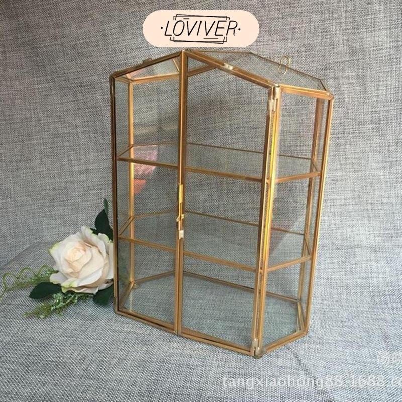 LOVIVER Vintage Clear Glass & Gold Metal 3