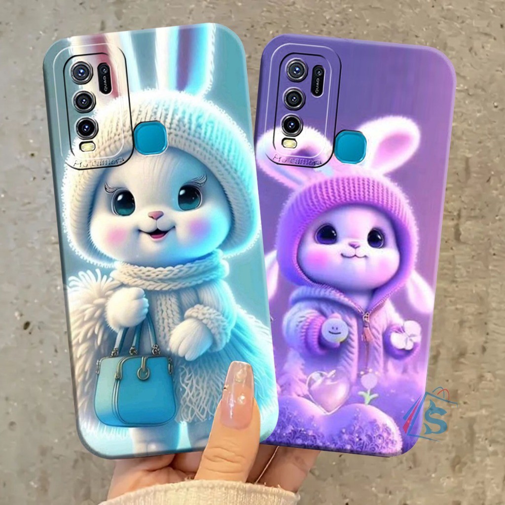 HP [SHARK CASE ] Softcase Vivo Y30 Y30i Y50 Y51 Y51A Y53S 2020 Cute Bunny Motif อินเทรนด์ Aesthetic 