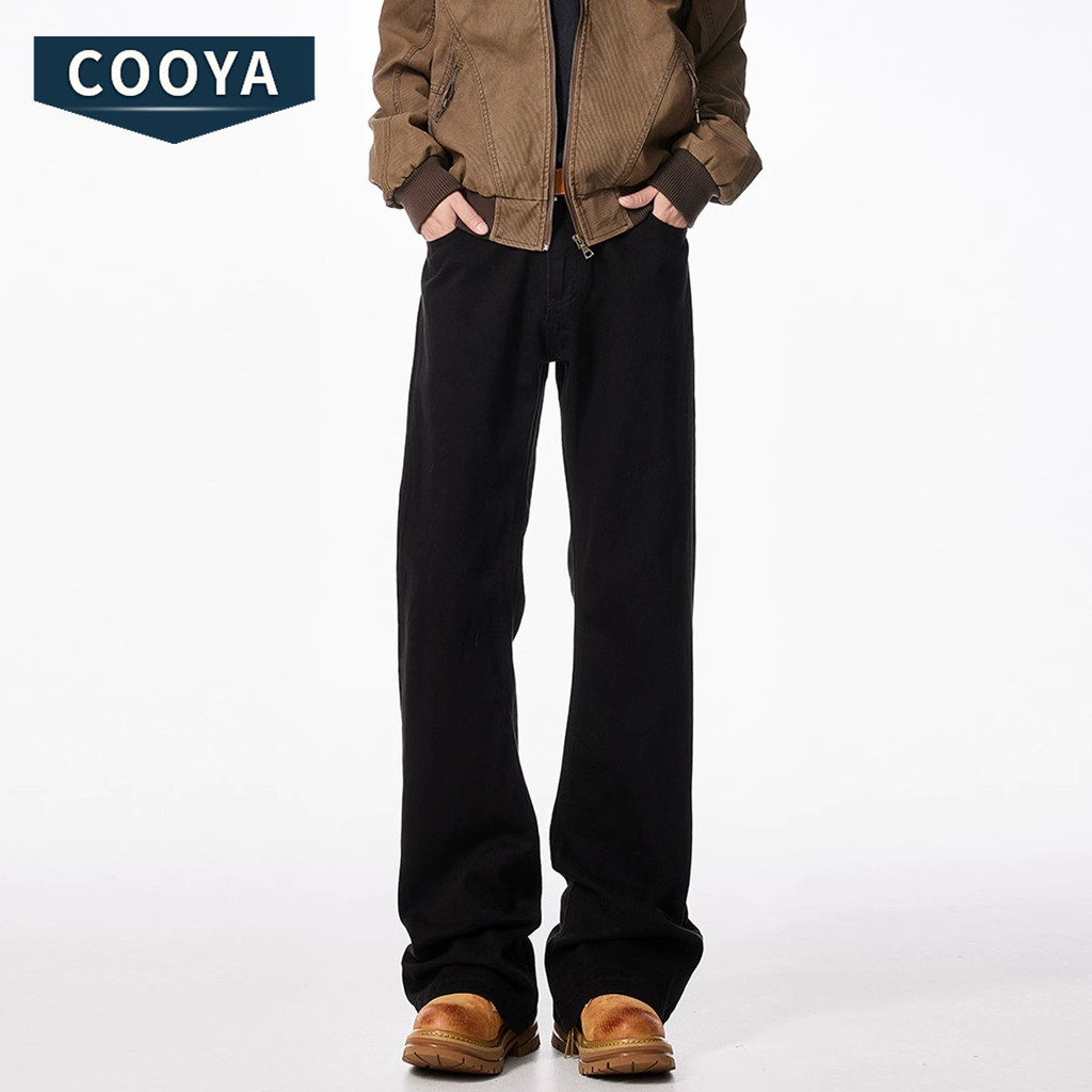 COOYA กางเกงยีนส์ผู้ชาย กางเกงขาม้า ปลายขา บานเล็กน้อย high street