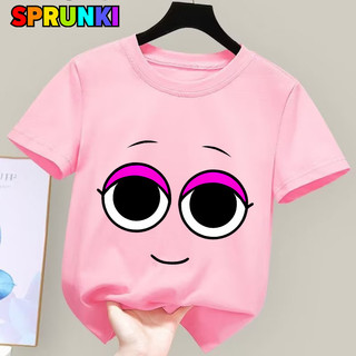 2025 ใหม่ Sprunki Kawaii การ์ตูนเสื้อยืดสําหรับเด็กผู้หญิงแขนสั้นฤดูร้อนสบายๆ Playwear