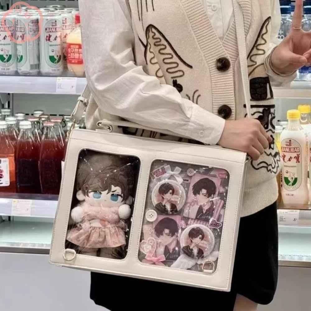 Mioshop Ita Bag, กระเป๋าสะพายข้างกันน้ําที่ทนทานต่อการสึกหรอ, กระเป๋าเป้นักเรียนความจุขนาดใหญ่แบบใสญี่ปุ่น