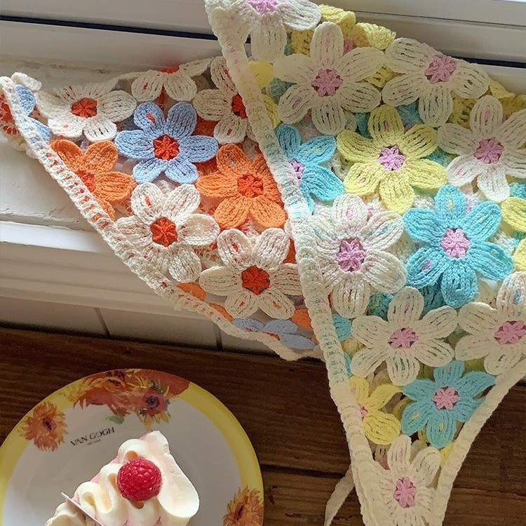 ผ้าโพกศีรษะทรงสามเหลี่ยม สไตล์เกาหลี ฤดูร้อน เหมาะสำหรับใส่เที่ยวและถ่ายรูปทะเล OOTD - รูปที่ 2