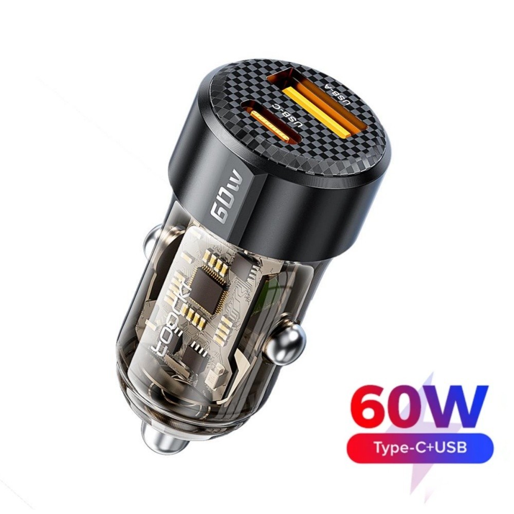 ที่ชาร์จในรถ 60W Type C พอร์ตคู่ PD30W USB ชาร์จเร็ว สําหรับ Huawei Samsung ในรถยนต์