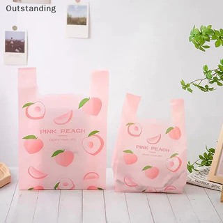 Outstanding ใหม่ ถุงพลาสติกใส่ผลไม้น่ารัก พร้อมหูหิ้ว สําหรับใส่อาหาร ซูเปอร์มาร์เก็ต ร้านขายของชํา 50 ชิ้น