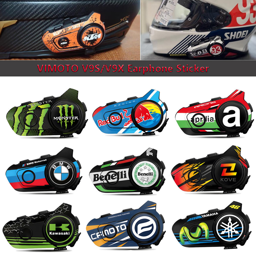 Vimoto V9S V9X V8S สติกเกอร์ป้องกันหูฟังบลูทูธ ลายรถจักรยานยนต์