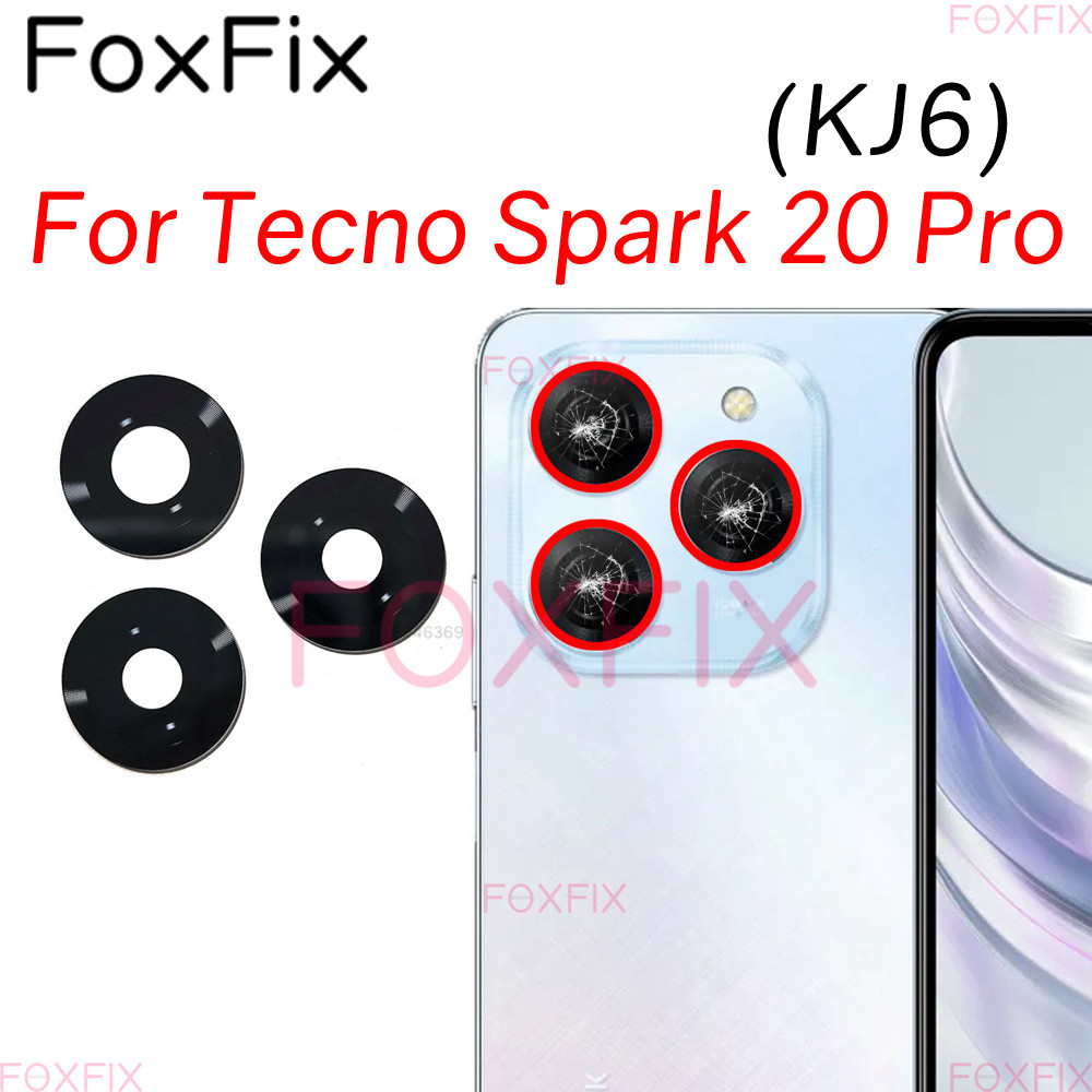 ฝาครอบเลนส์กล้องด้านหลัง พร้อมสติกเกอร์กาว แบบเปลี่ยน สําหรับ Tecno Spark 20 Pro KJ6