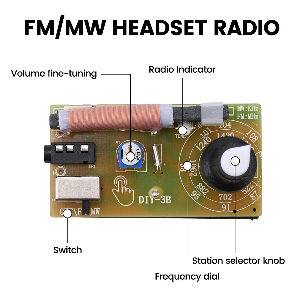 87-108mhz FM Band สเตอริโอปรับแต่งดิจิตอลหูฟังวิทยุชุด DIY การผลิตชิ้นส่วนการสอน