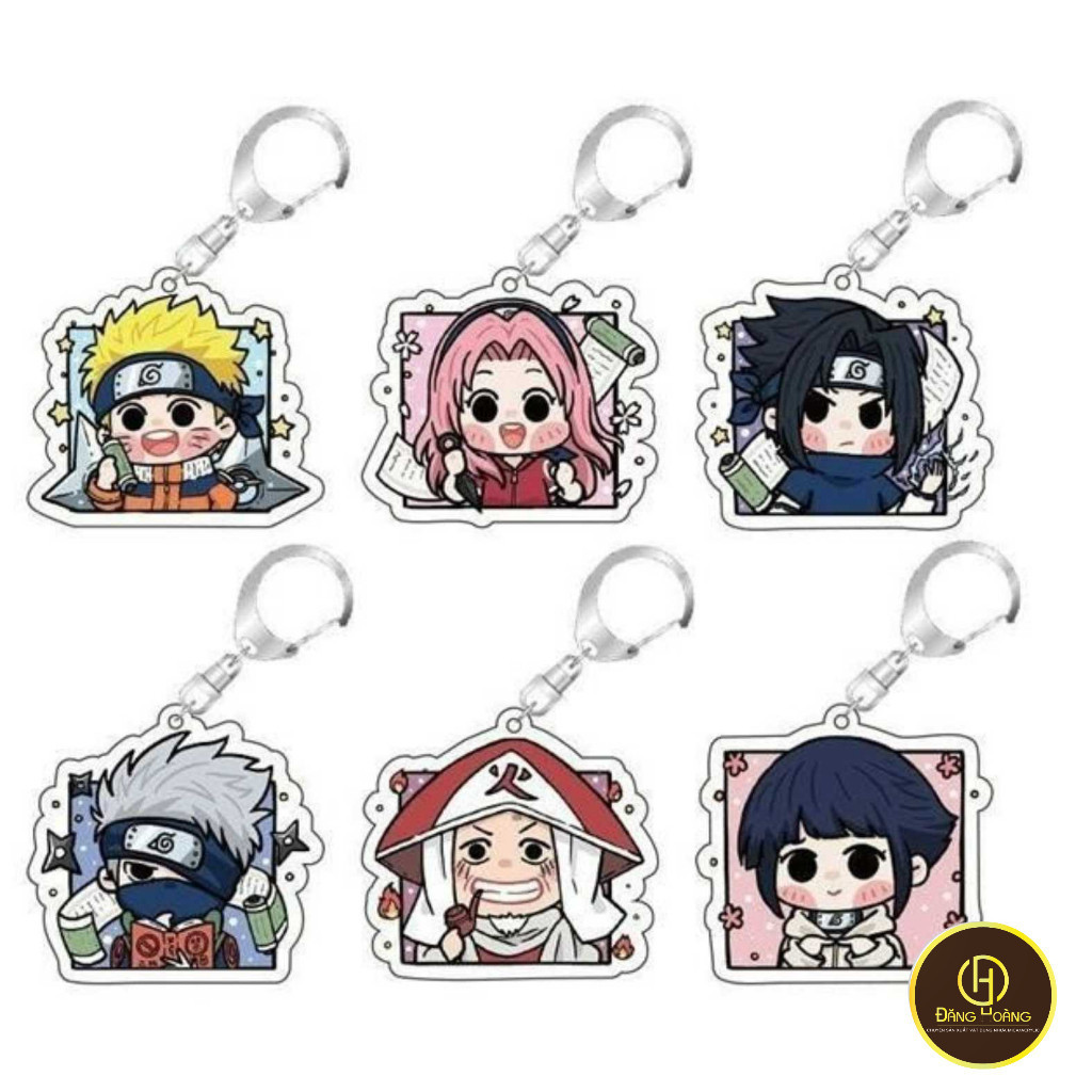 พวงกุญแจพิมพ์ Naruto ver CHIBI SQUARE อะนิเมะน่ารัก arpiclic Chibi micha ของขวัญ-DH