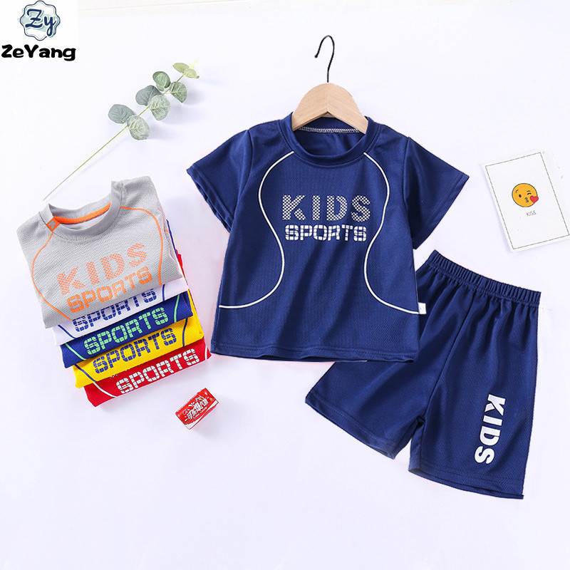 [ZY] พร้อมส่ง ชุดกีฬา เสื้อยืดแขนสั้น ผ้าตาข่าย ระบายอากาศ แห้งเร็ว เข้าได้กับทุกชุด สไตล์เกาหลี 70-160 ซม. สําหรับเด็ก