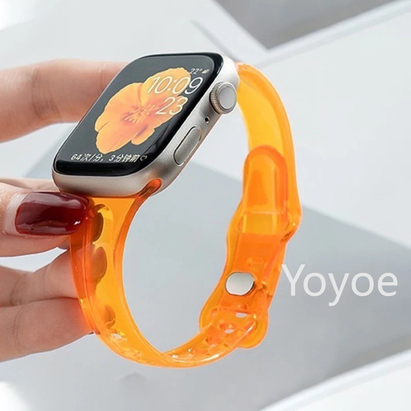 สายนาฬิกาข้อมือซิลิโคน แบบใส สําหรับ Apple Watch 49 มม. 45 มม. 44 มม. 42 มม. 41 มม. 38 มม. 40 มม. Iwatch 9 8 Ultra 2 Se 3 4 6 - รูปที่ 3