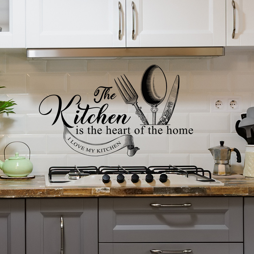 สติกเกอร์วอลล์เปเปอร์ ลาย the Kitchen Is the Heart of the Home มีกาวในตัว สําหรับตกแต่งผนังห้องครัว ราคา ถูกที่สุด ดีลบีเคเค แกลเลอรีภาพที่ 6