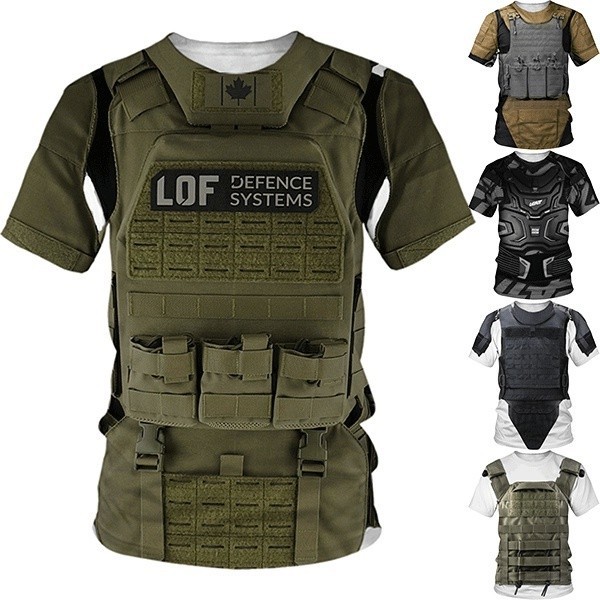 ฤดูร้อนใหม่แฟชั่นผู้ชาย Bulletproof เสื้อกั๊กพิมพ์ 3d T เสื้อลําลองแขนสั้นรอบคอ Tees ตลกบุคลิกภาพผู้ชายขนาดใหญ่