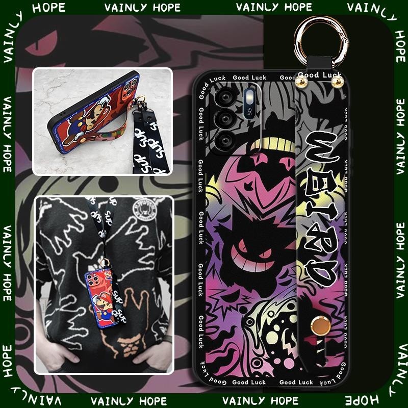 cell phone case phone pouch Phone Case For OPPO Reno6Z 5G phone protector Cartoon Wrist Strap Wristband Dirt-resistant