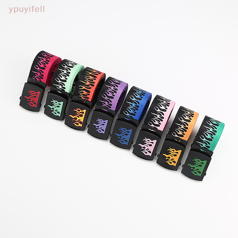[YPU] ฮิปฮอป แฟชั่น ผู้ชาย ผ้าใบ เข็มขัด ส่วนบุคคล ลําลอง เปลวไฟ เข็มขัดออกแบบ สําหรับผู้หญิง คาวบอย สายรัด พังก์