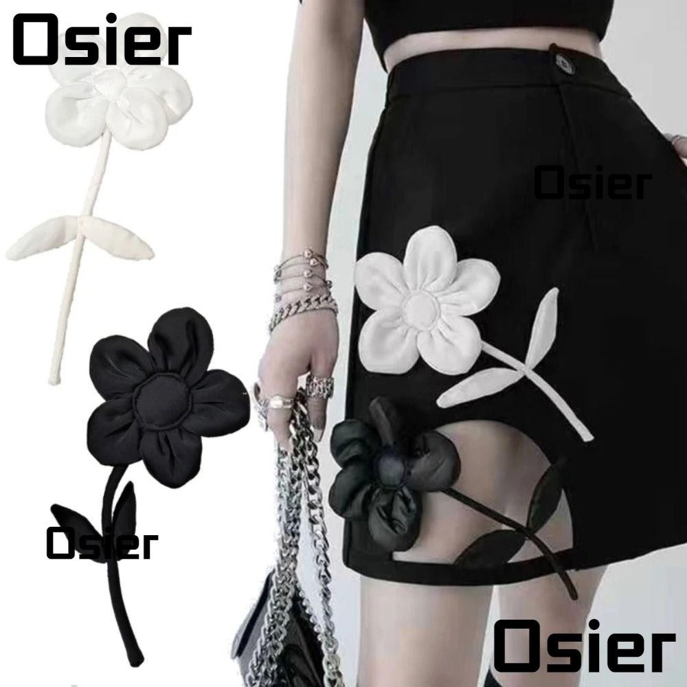 Osier1 เข็มกลัดผ้า ลายดอกไม้ ขนาดใหญ่ สีขาว สีดํา เครื่องประดับ ของขวัญ สําหรับติดปกเสื้อเชิ้ต 1 ชิ้น