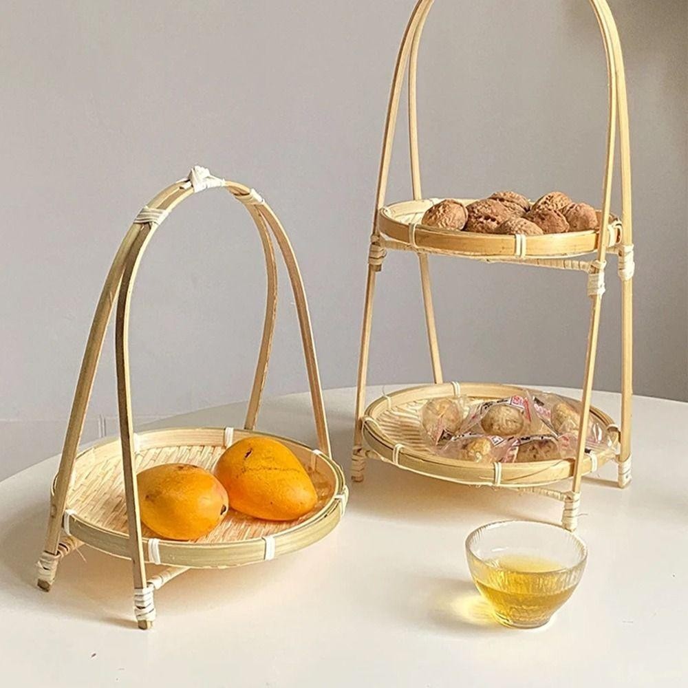AEROFLOW ขาตั้งจอแสดงผลขนม,งานฝีมือ 1/2/3 ชั้นไม้ไผ่สานตะกร้า,ตะกร้าถาดรอบElegantสานตะกร้าเก็บบ้าน - รูปที่ 3