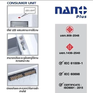 NANO Plus ตู้คอนซูมเมอร์ 2ช่อง เมนธรรมดาMCB/กันดูดRCBO กันไฟดูดไฟช็อตไฟเกิน ตู้ไฟ เมนกันดูด