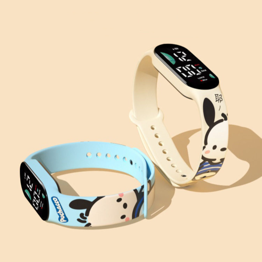 Wttle LED นาฬิกาดิจิตอล,การ์ตูน Sanrio เด็กกีฬานาฬิกา,กลางแจ้ง Kuromi Cinnamoroll กันน้ํา Pochacco นาฬิกาข้อมืออิเล็กทรอนิกส์เด็กชายหญิงของขวัญ