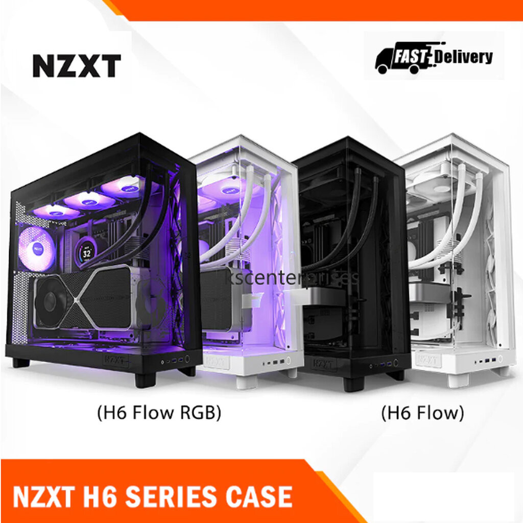 NZXT H6 FLOW BLACK / WHITE / RGB ATX PC CASE